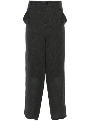 Yohji Yamamoto アブストラクトパターン シルクパンツ | レッド