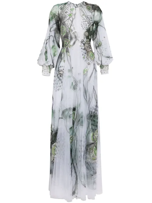 Robe en tulle à imprimé graphique - Saiid Kobeisy - Modalova