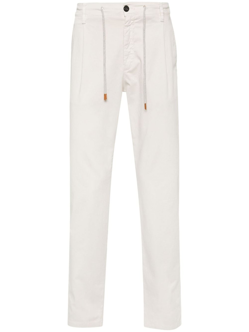 Shop Eleventy Tapered Chino Trousers In Neutrals
