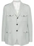Eleventy interlock-twill linen blazer - Blue