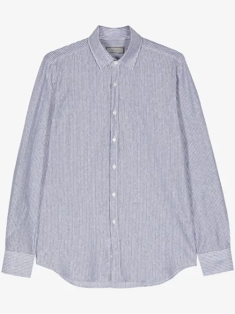Canali striped cotton linen shirt