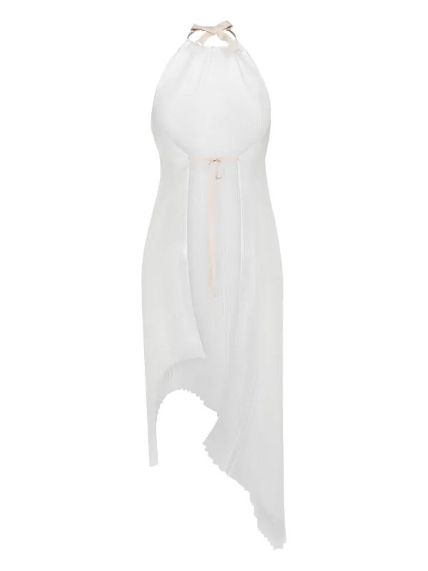 Shanshan Ruan Asymmetric Pleated Midi Dress - Neutrals Shanshan Ruan Asymmetric Pleated Midi Dress - Neutrals