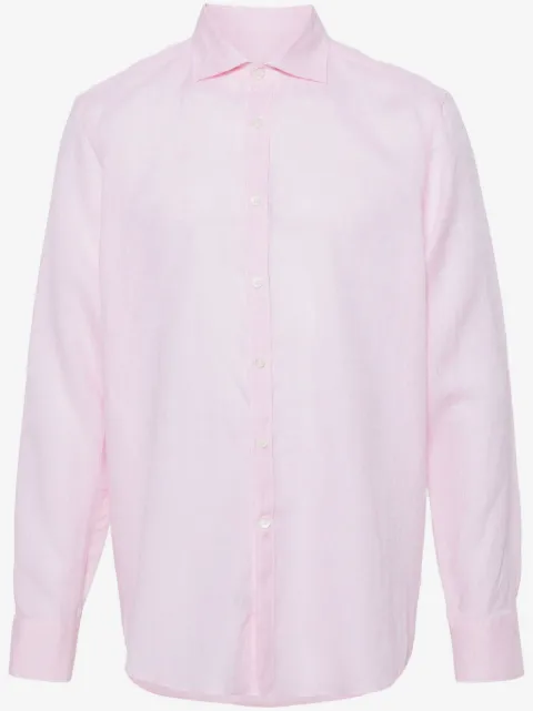 Canali spread-collar linen shirt