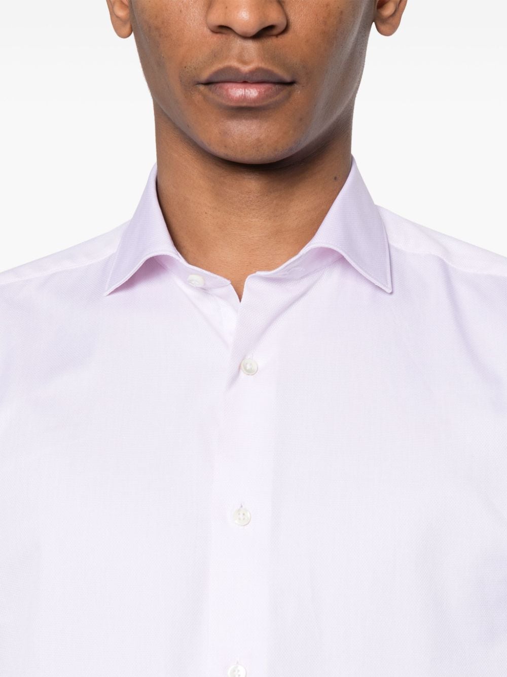 Shop Canali Spread-collar Cotton Shirt In Pink