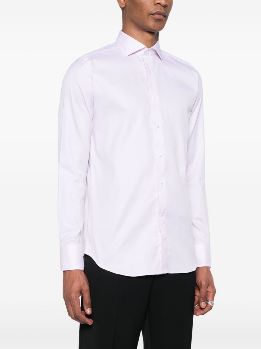 Shop Canali Spread-collar Cotton Shirt In Pink