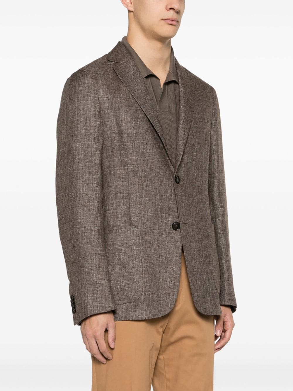 Zegna Blazer van linnenblend met enkele rij knopen Bruin