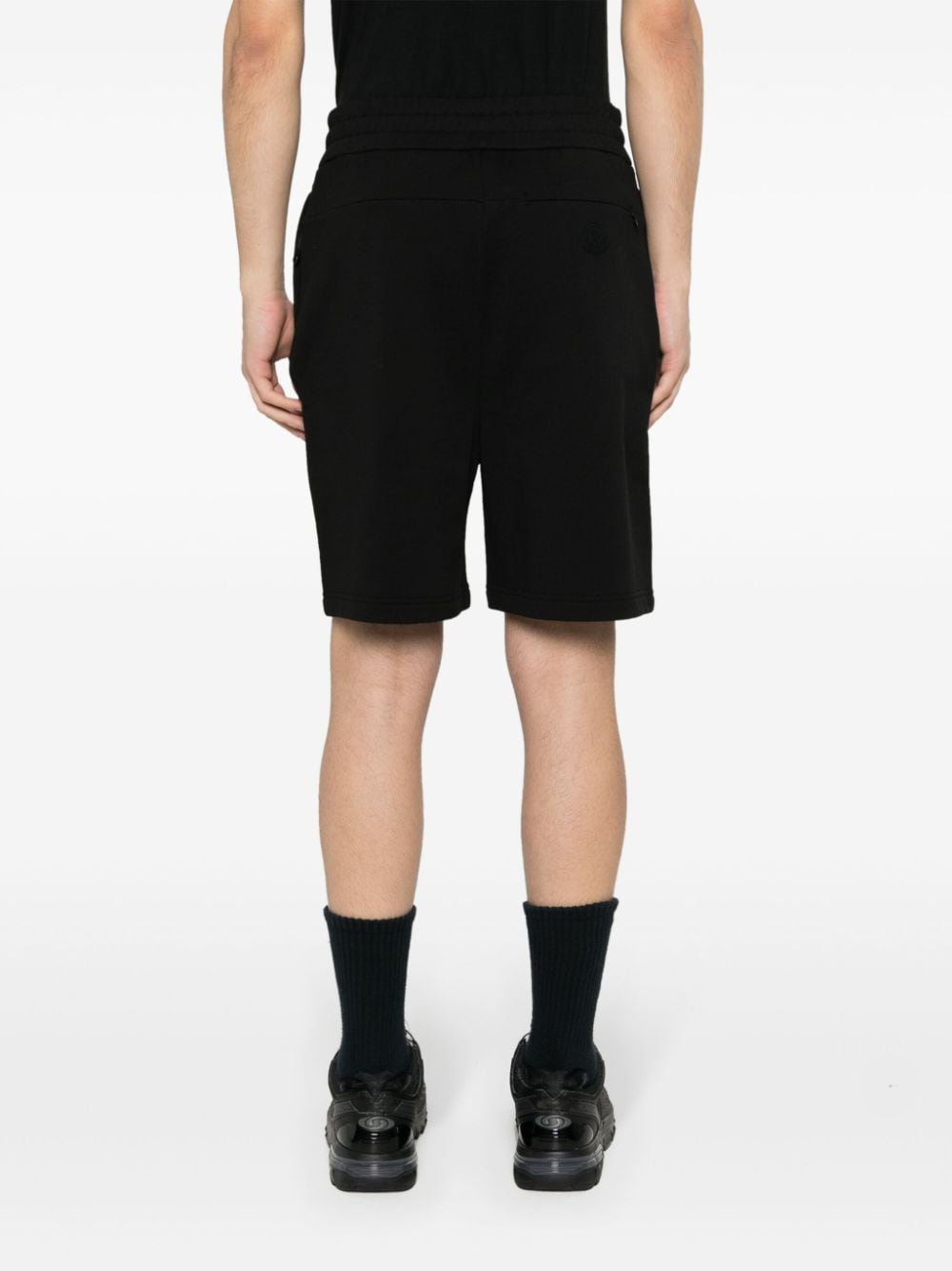Shop Moncler Logo-patch Cotton Shorts In Black