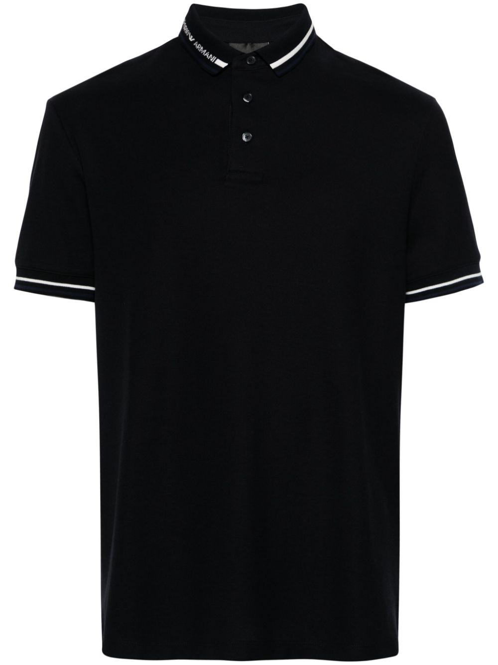Emporio Armani Contrasting-trim Cotton Polo Shirt In 蓝色