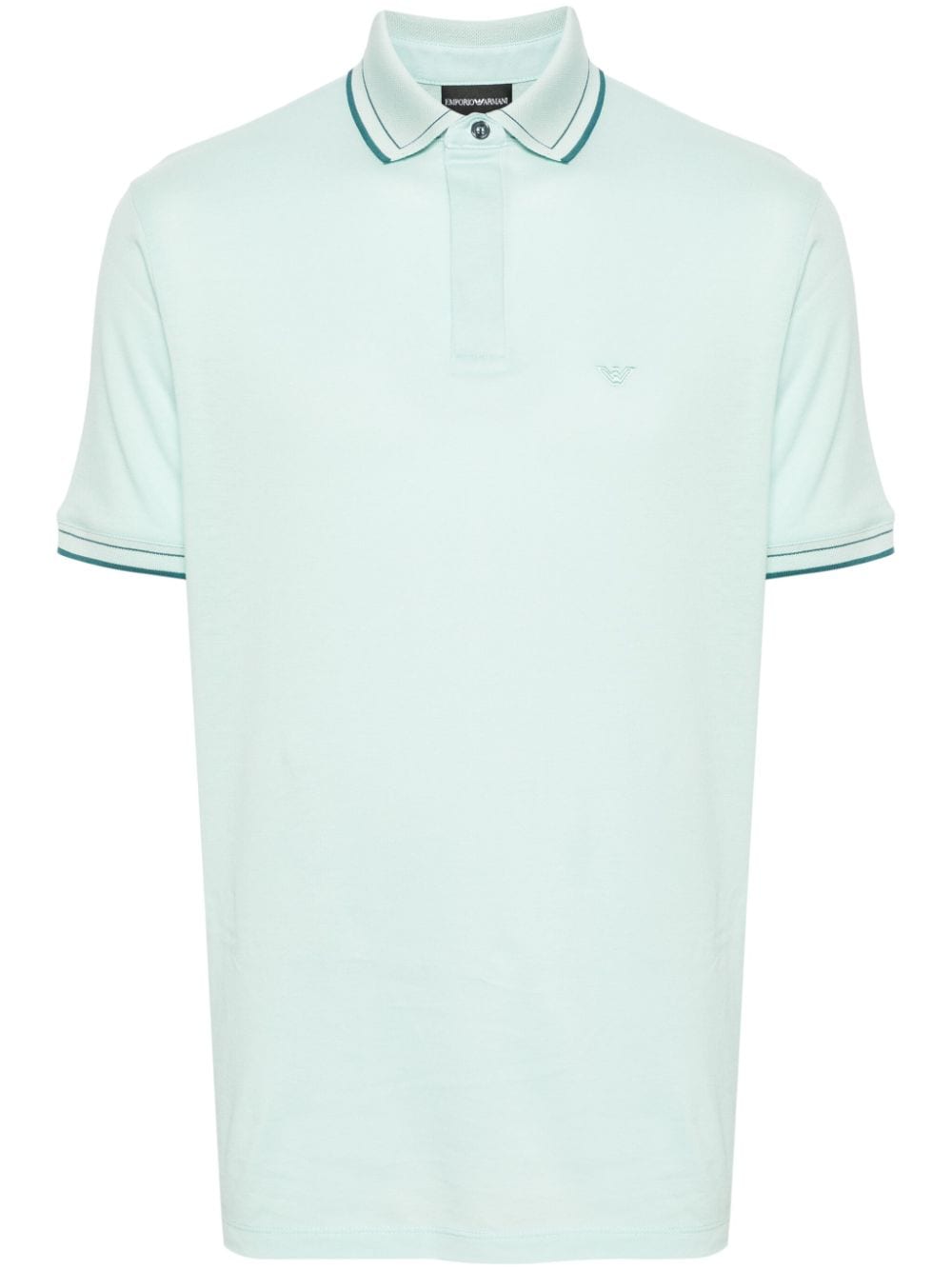 Image 1 of Emporio Armani logo-embroidered cotton polo shirt