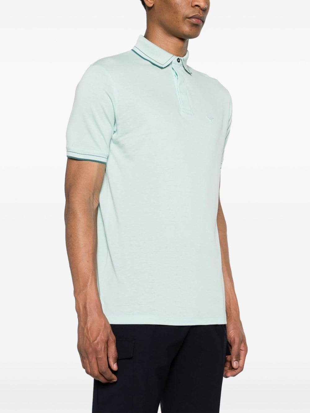 Shop Emporio Armani Logo-embroidered Cotton Polo Shirt In Green