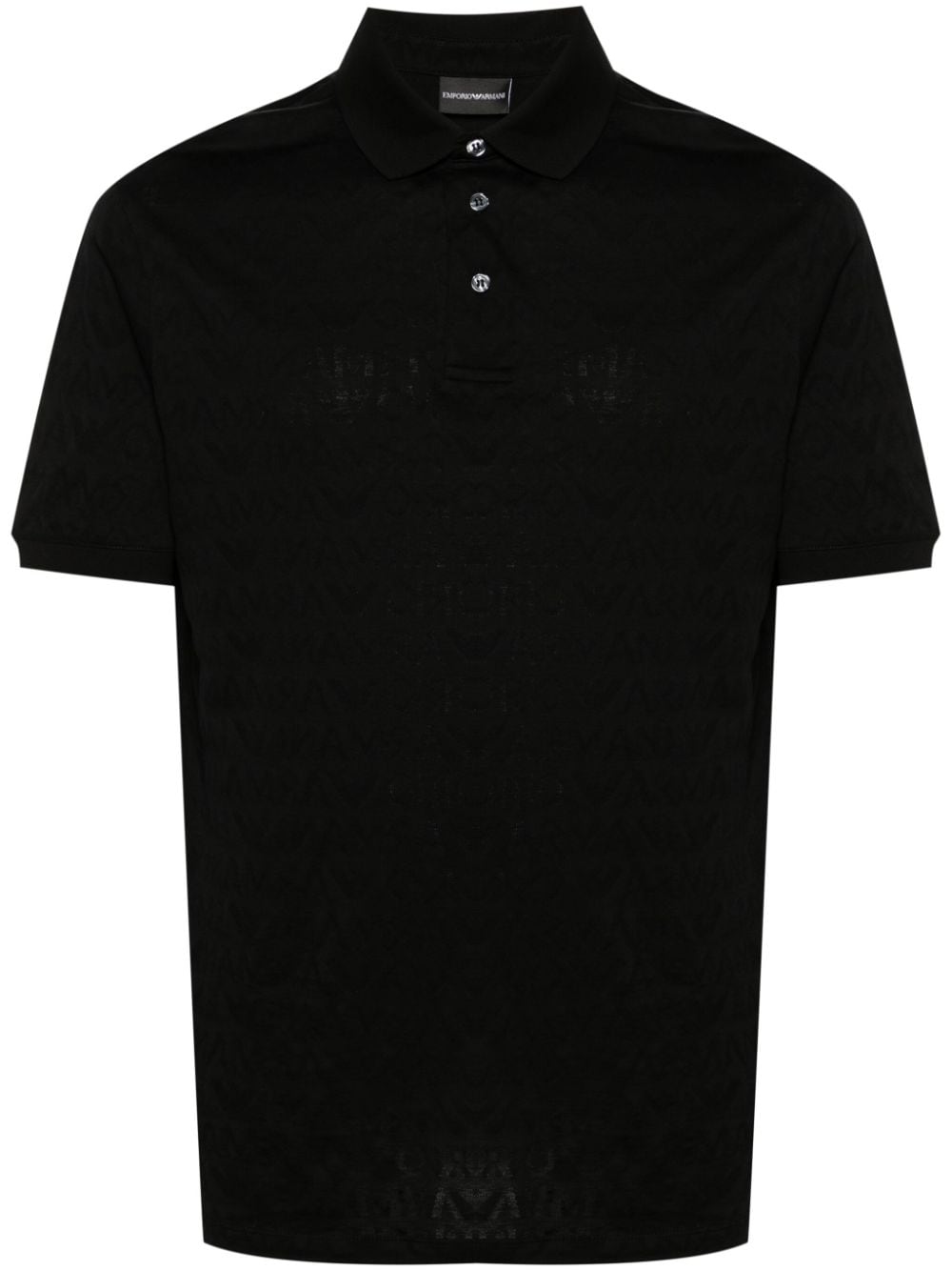 Emporio Armani logo-jacquard cotton polo shirt - Schwarz