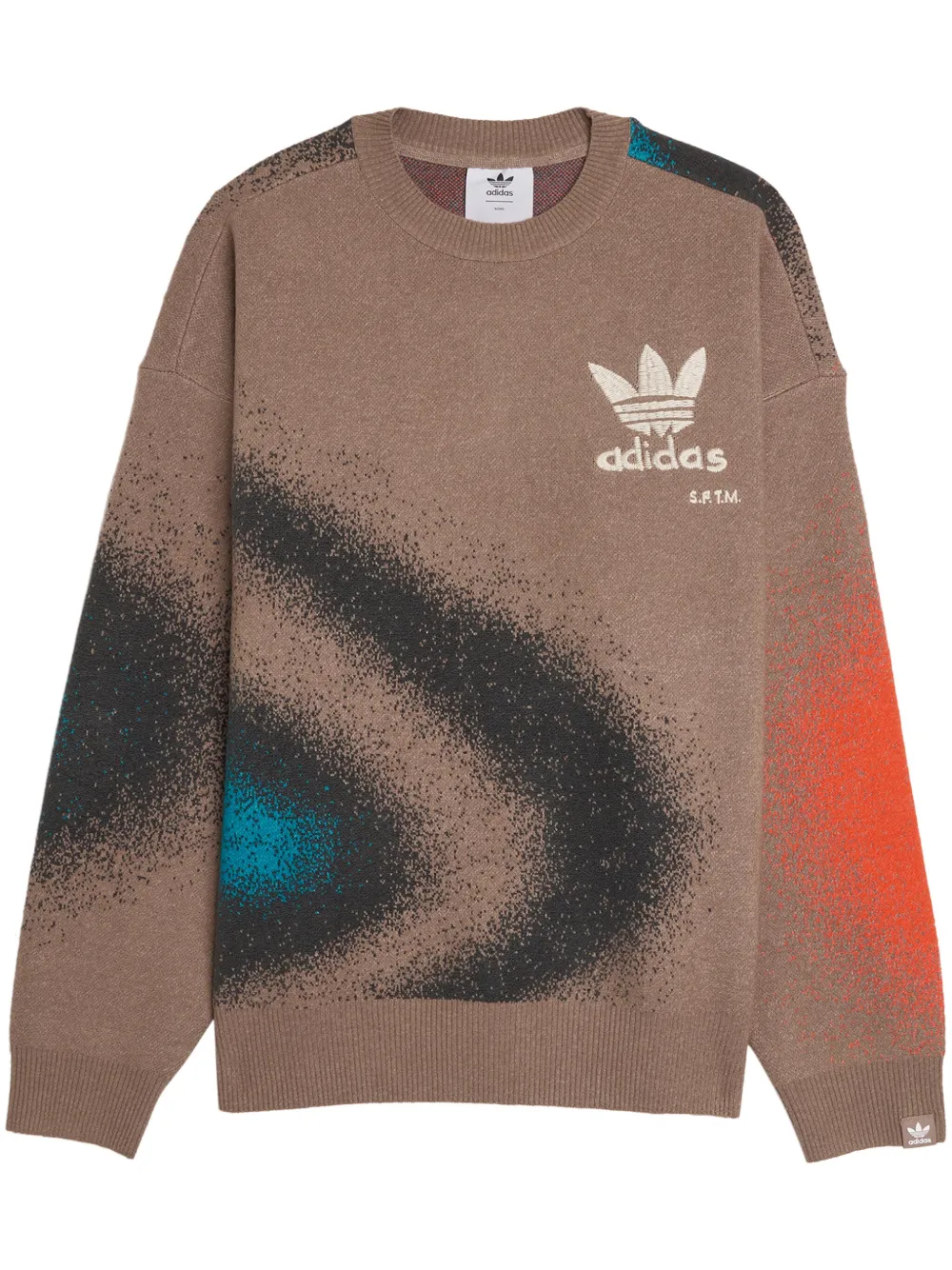 Shop Adidas Originals X Sftm Abstract-print Sweatshirt In Neutrals