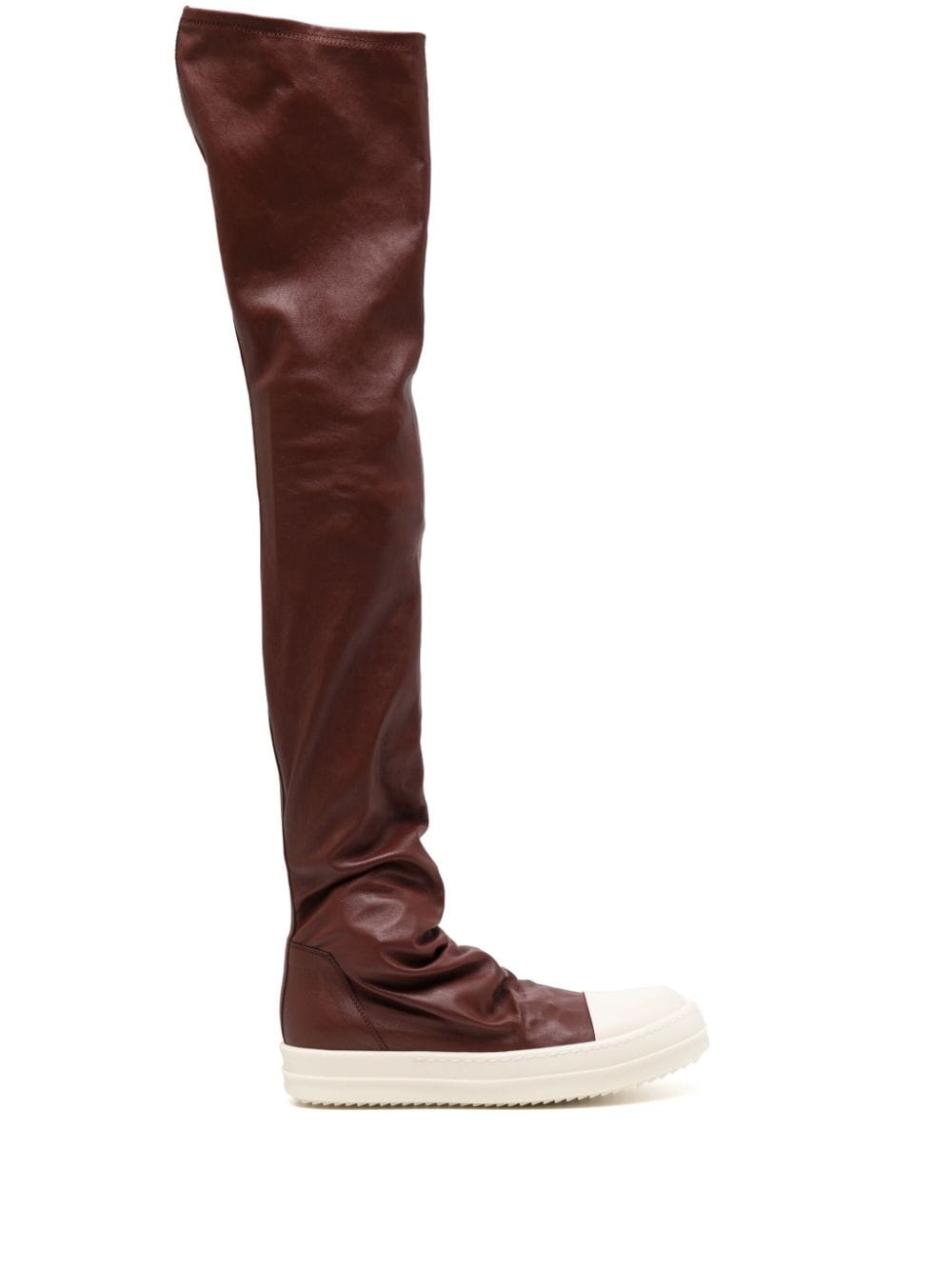 Shop Rick Owens Thigh-high Leather Boots In Brown