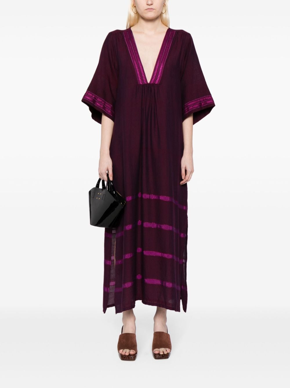 Shop Lemlem Edna Cotton-blend Maxi Dress In Purple