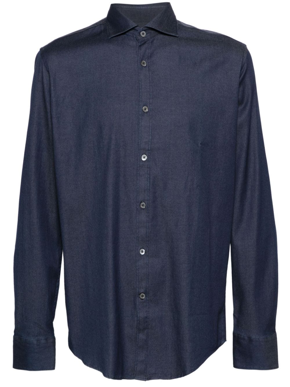 Canali Chambray-Hemd mit Spreizkragen - Blau