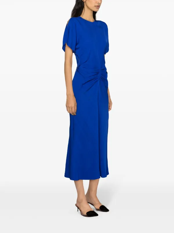 VICTORIA BECKHAM 1325WSK006591CNAVY 関税送料込 Victoria Beckham gathered-detailed Textured Midi Dress
