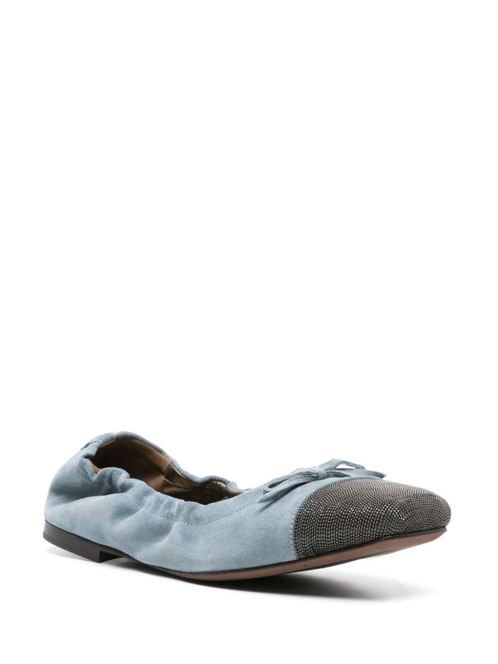 Shop Brunello Cucinelli Monili-detail Suede Ballerina Shoes In Blau
