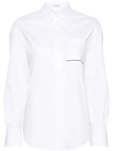 Brunello Cucinelli camisa de popelina con cadena Monili