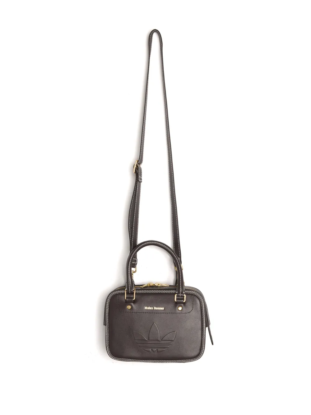 adidas kleine x WB leren tas met logo-reliëf Bruin
