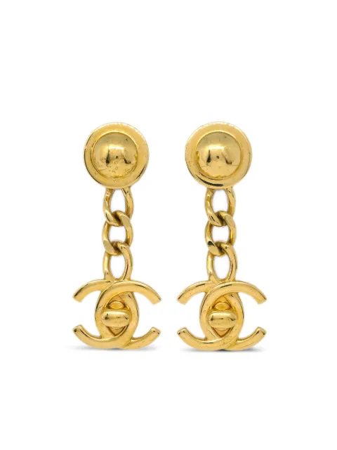 CHANEL Pre-Owned aretes de clip CC Turnlock 1996