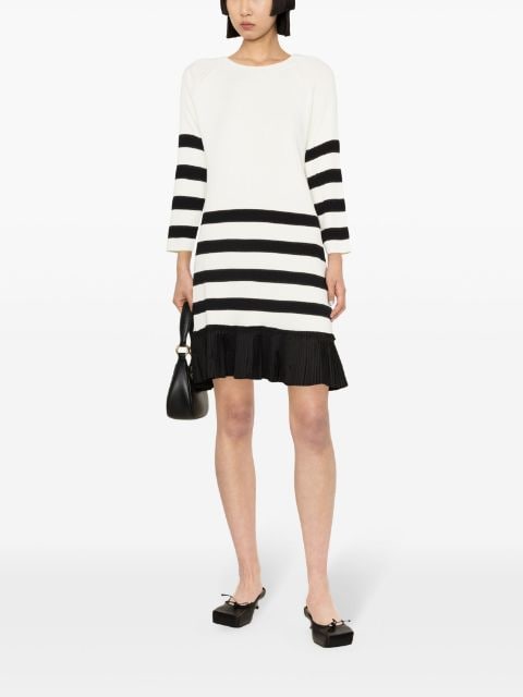 stripe-print flounce-hem dress