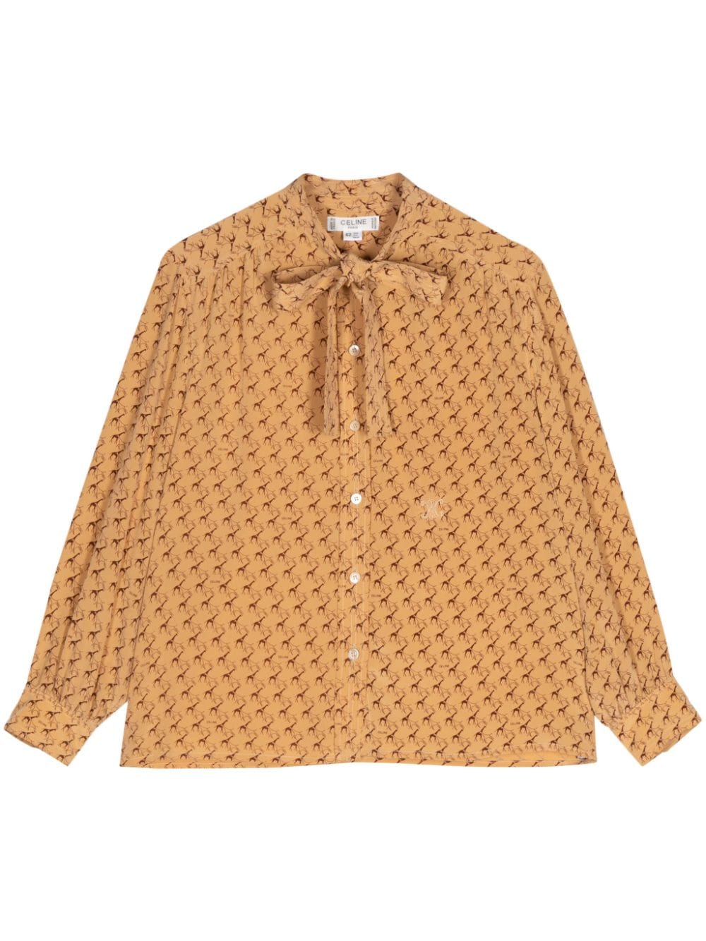 Pre-owned Celine 1990-2000s Horse-print Silk Shirt In Neutrals