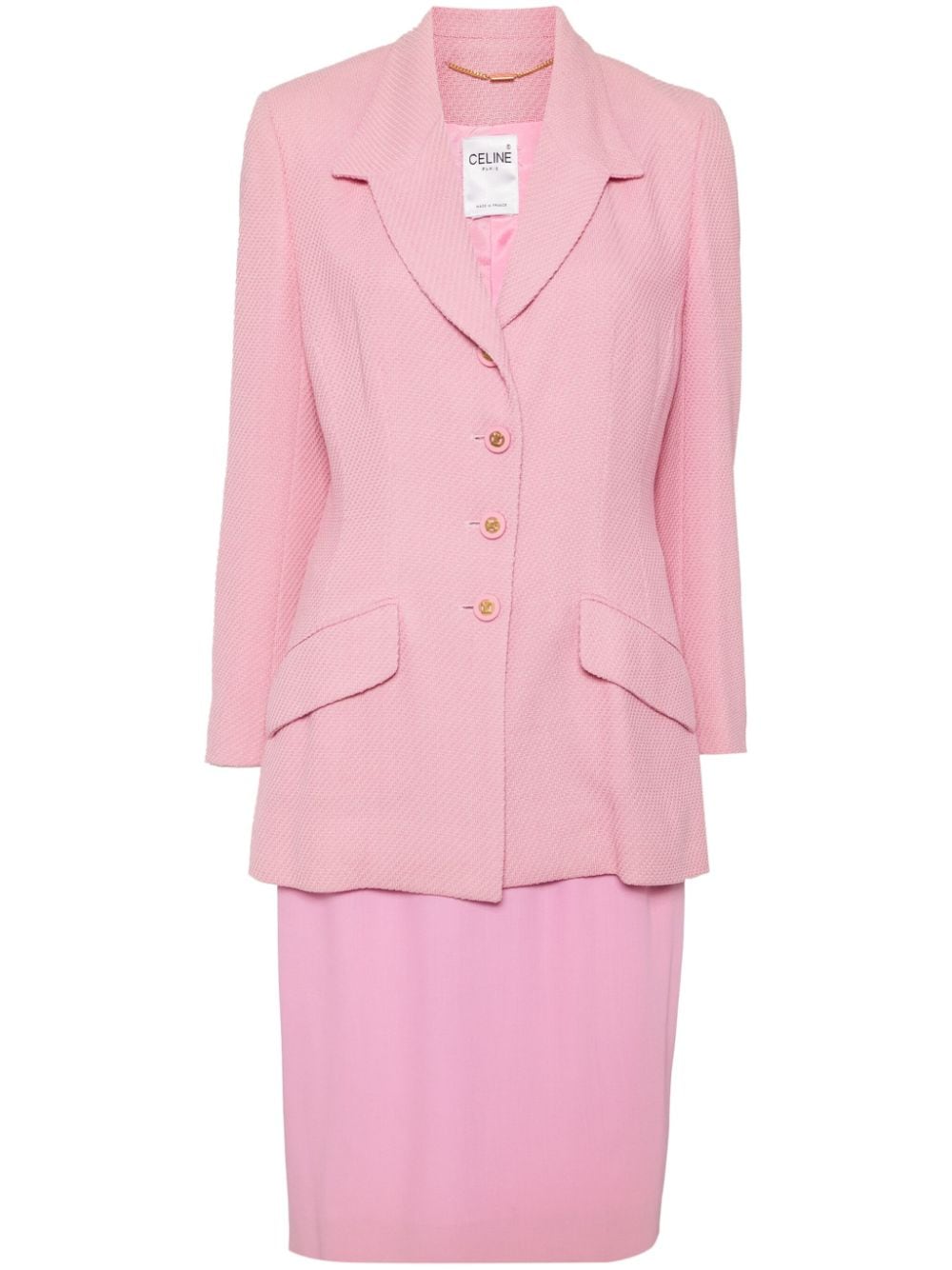 Pre-owned Celine 1990-2000's Wool Skirt Suit In Pink