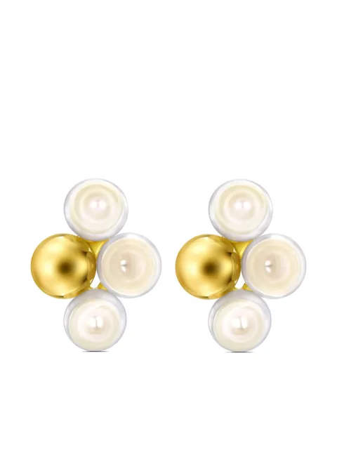 TASAKI 18kt yellow gold M/G Sliced Sphere pearl earrings