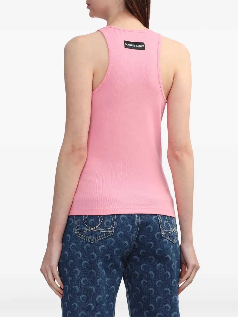 Shop Marine Serre Crescent Moon-embroidered Tank Top In Pink