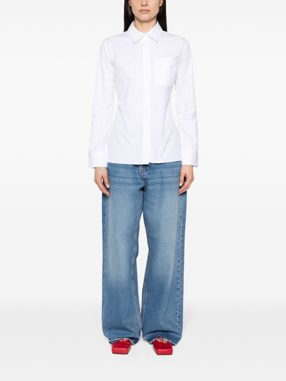 Shop Jacquemus La Chemise De Costume Cotton Shirt In 白色