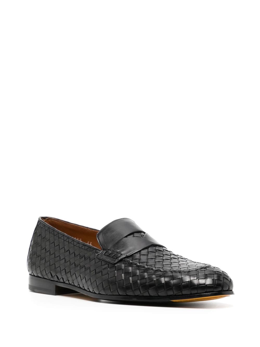 Shop Doucal's Woven Leather Penny Loafers In Black