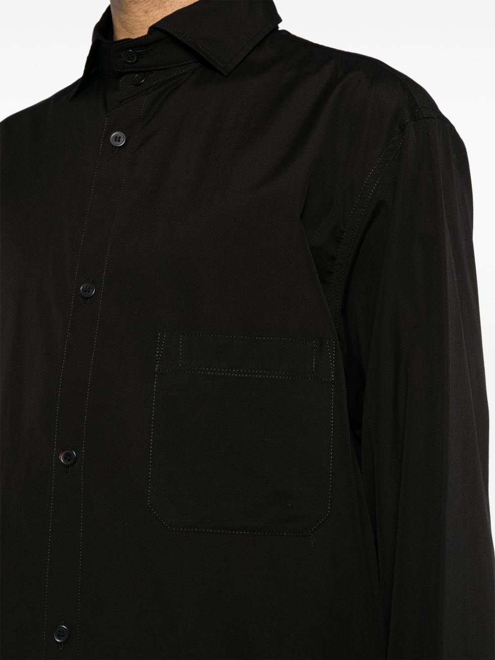Shop Yohji Yamamoto Cotton Poplin Shirt In Black