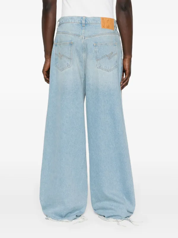 Martine Rose ダメージ ストレートジーンズ | ブルー | FARFETCH JP 