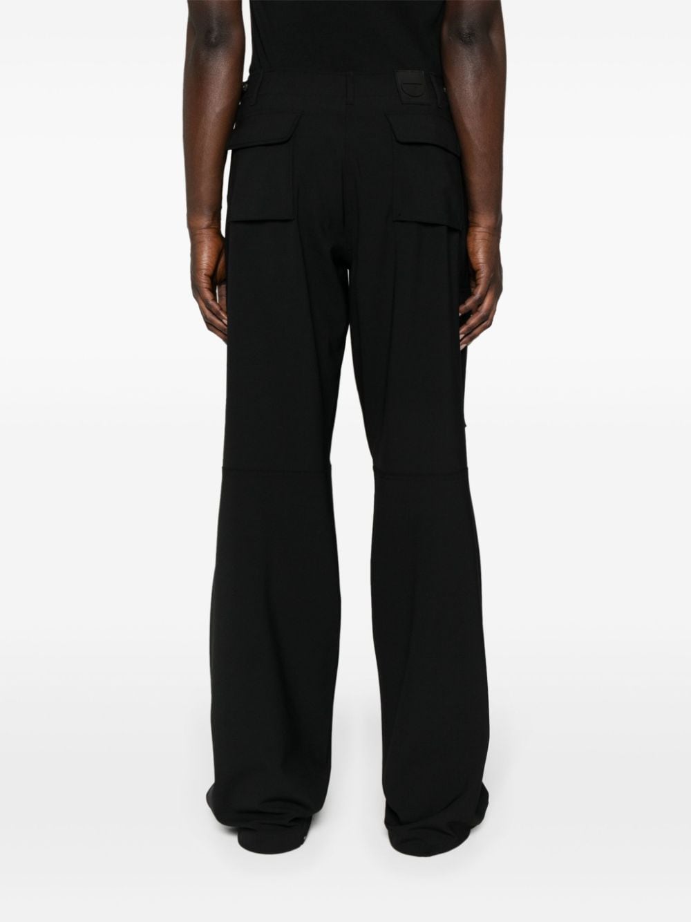 Shop Coperni Logo-patch Wide-leg Trousers In Black