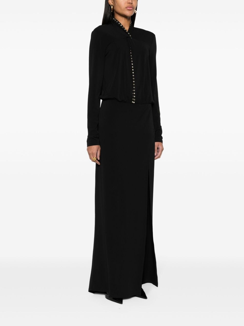 Shop Patrizia Pepe Stud-embellished Maxi Dress In Black