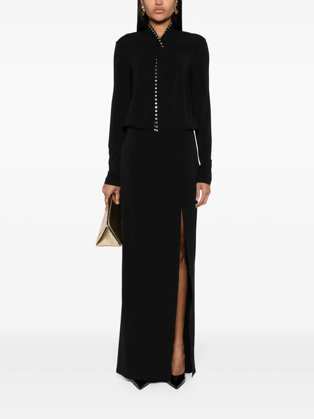 Patrizia Pepe stud-embellished maxi dress - Zwart