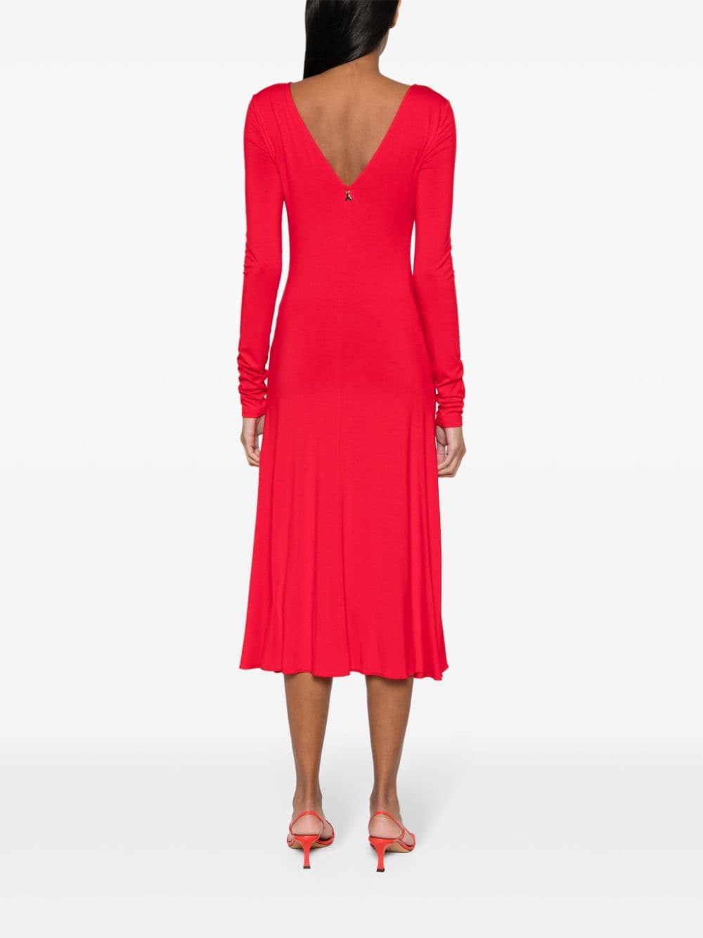 Shop Patrizia Pepe Long-sleeve Midi Dress In Red