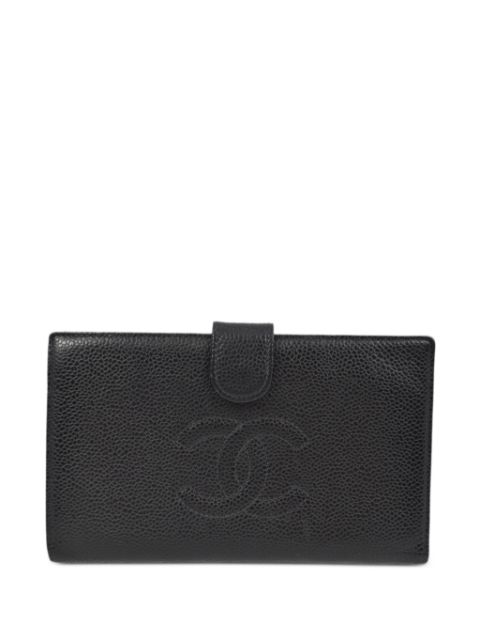 CHANEL 2000 CC stitch long flap wallet Women