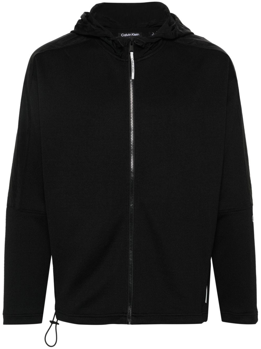 Shop Calvin Klein Jacquard Hooded Jacket In Black