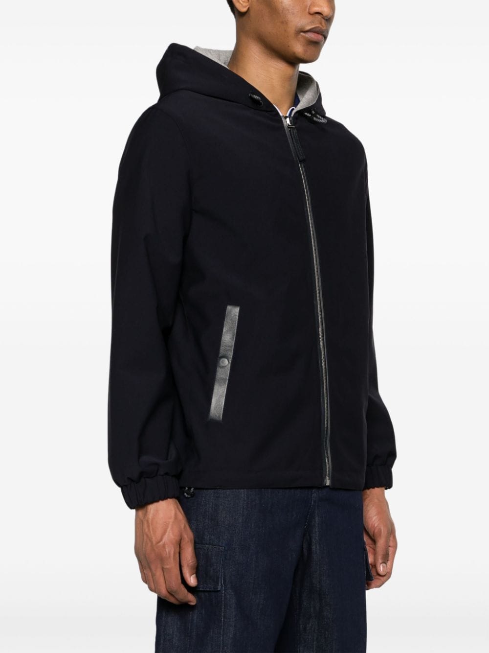 Shop Yves Salomon Zip-up Hooded Jacket In Blue