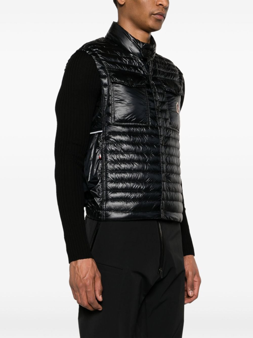 Shop Moncler Ollon Down-feather Padded Gilet In Black