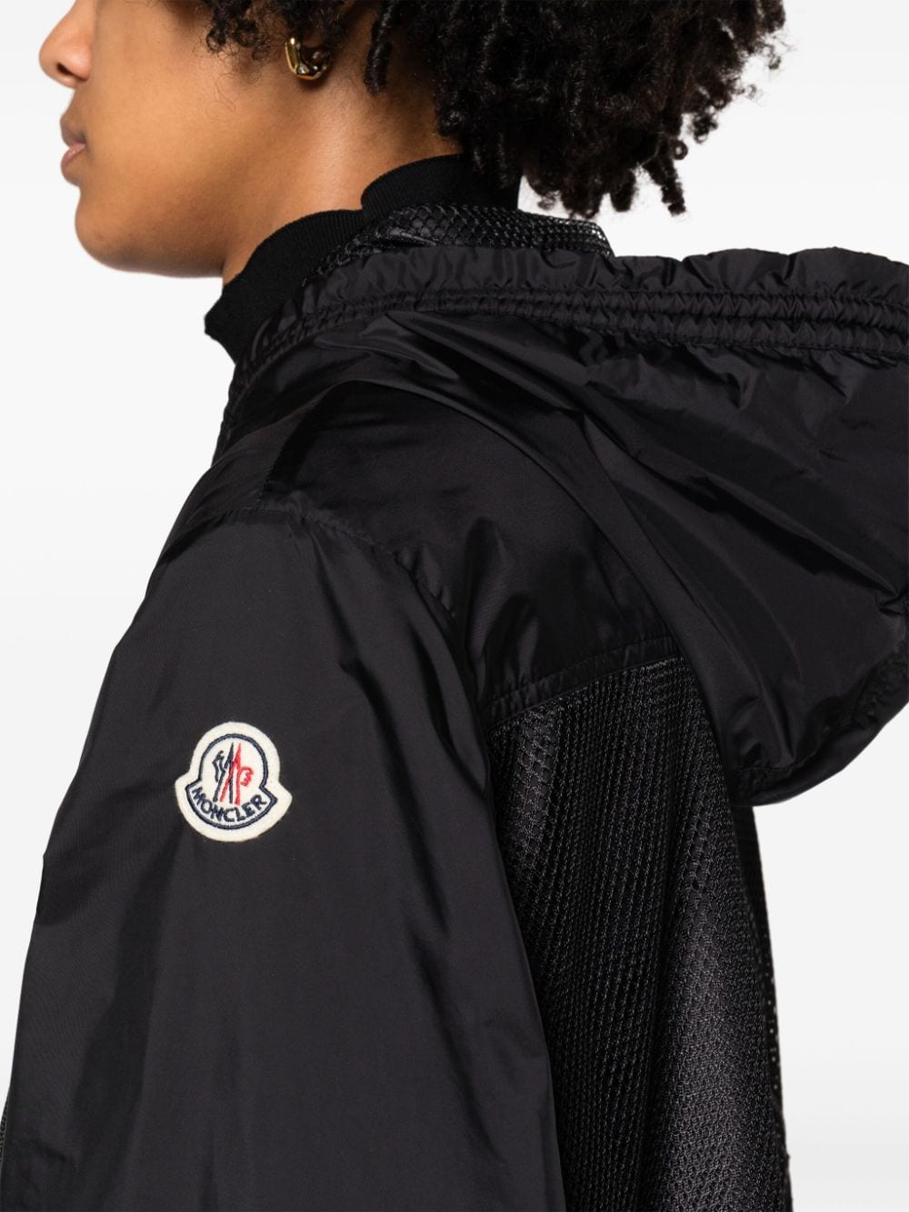 Shop Moncler Mesh-panels Hooded Jacket In Black