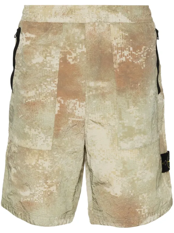 Stone Island Abstract-print Bermuda Shorts in Green