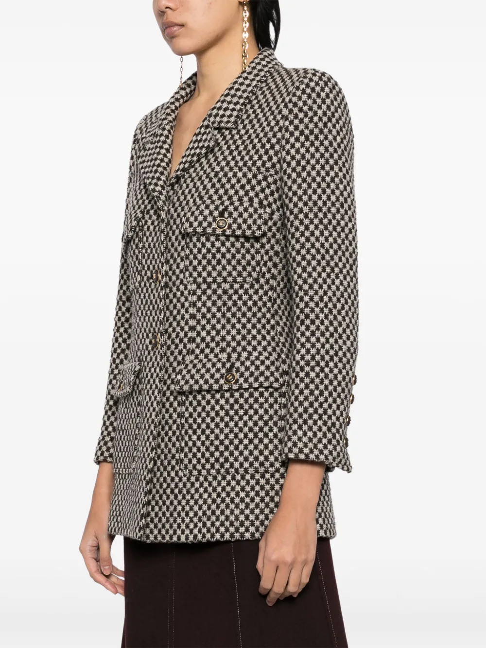 CHANEL PreOwned 1995 singlebreasted Jacket Brown FARFETCH