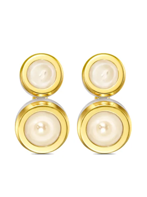 TASAKI 18kt yellow gold M/G Sliced Bezel pearl stud earrings