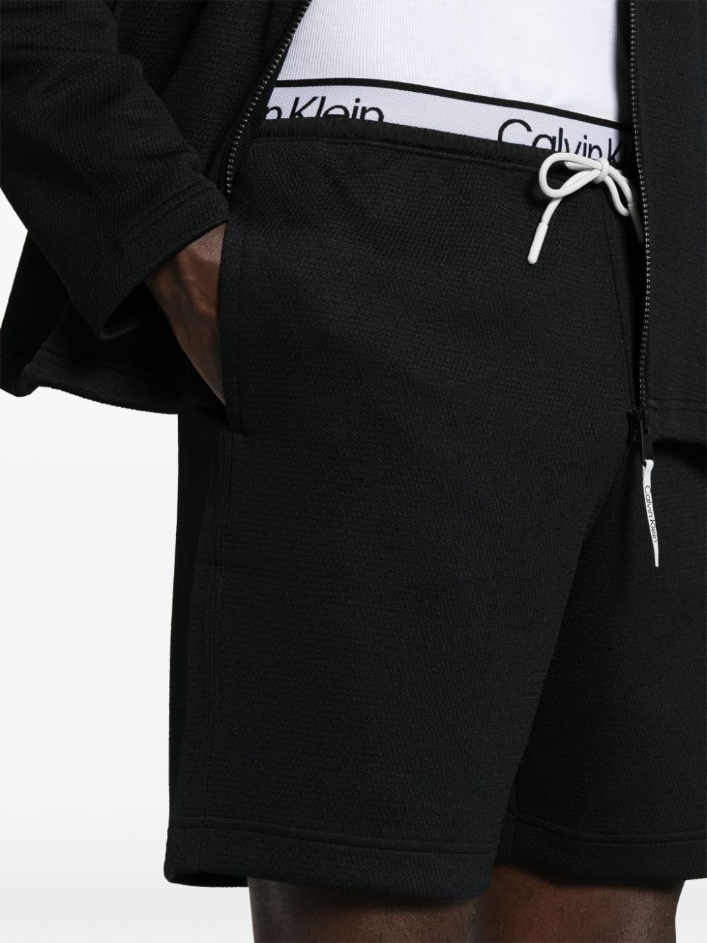 Shop Calvin Klein Double-waistband Performance Shorts In Black