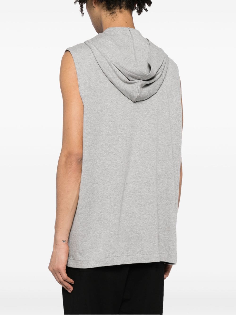 Shop Yohji Yamamoto Hooded Zip-up Cotton Vest In Grey