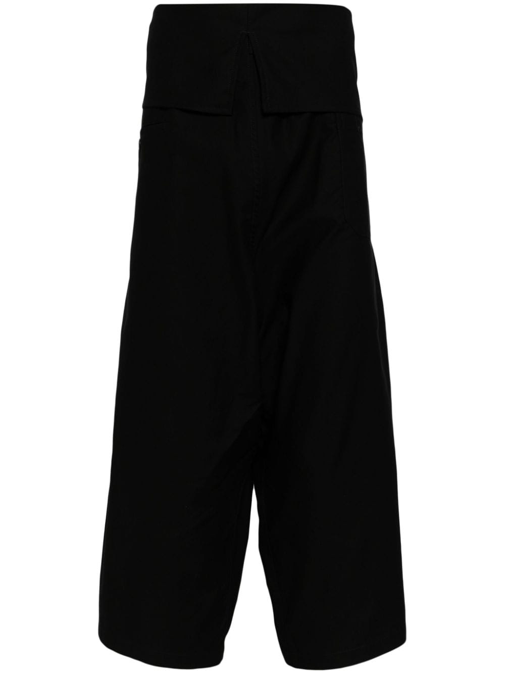 Yohji Yamamoto Drop-crotch Cotton Trousers In Black