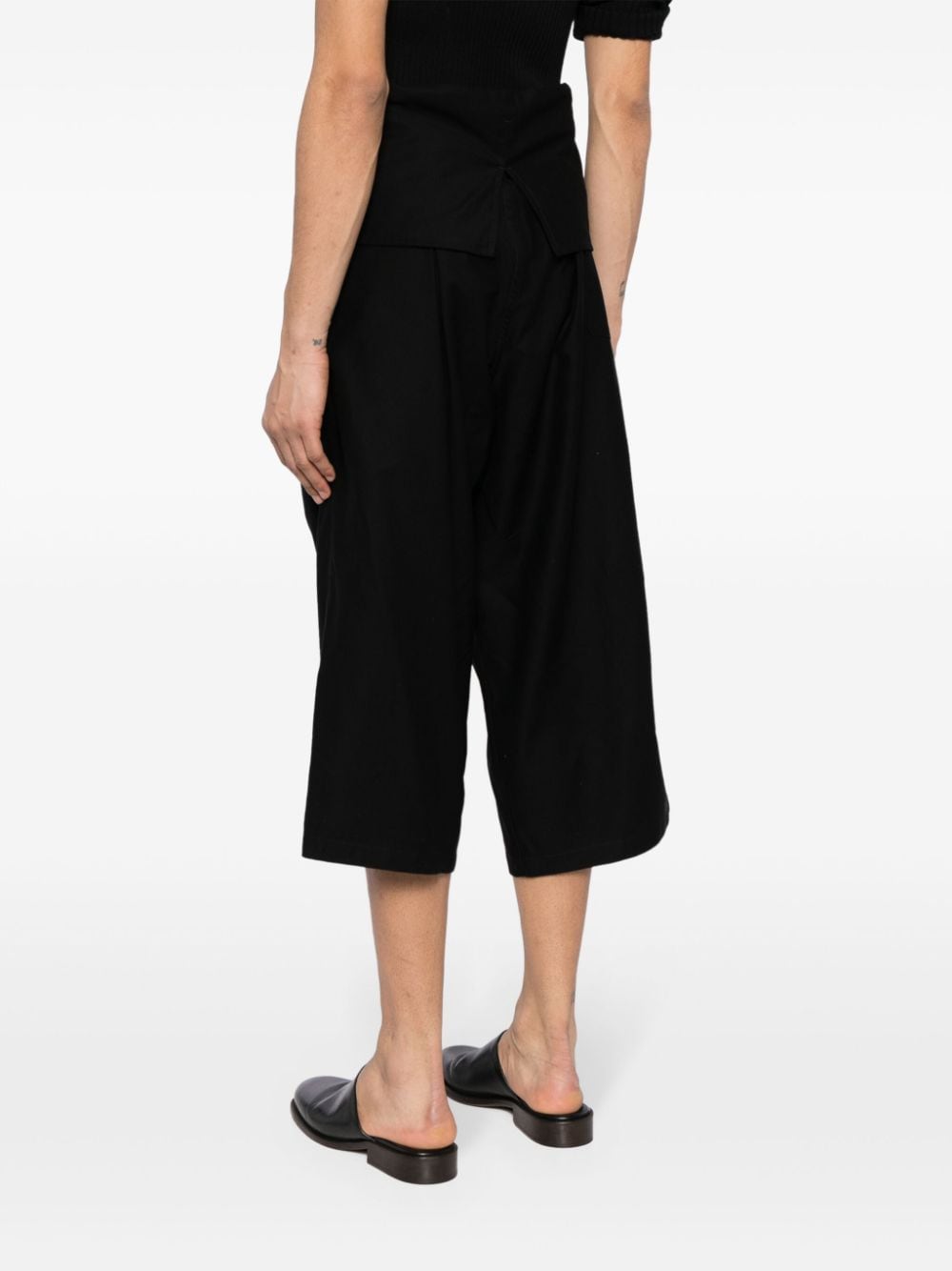 Shop Yohji Yamamoto Drop-crotch Cotton Trousers In Black