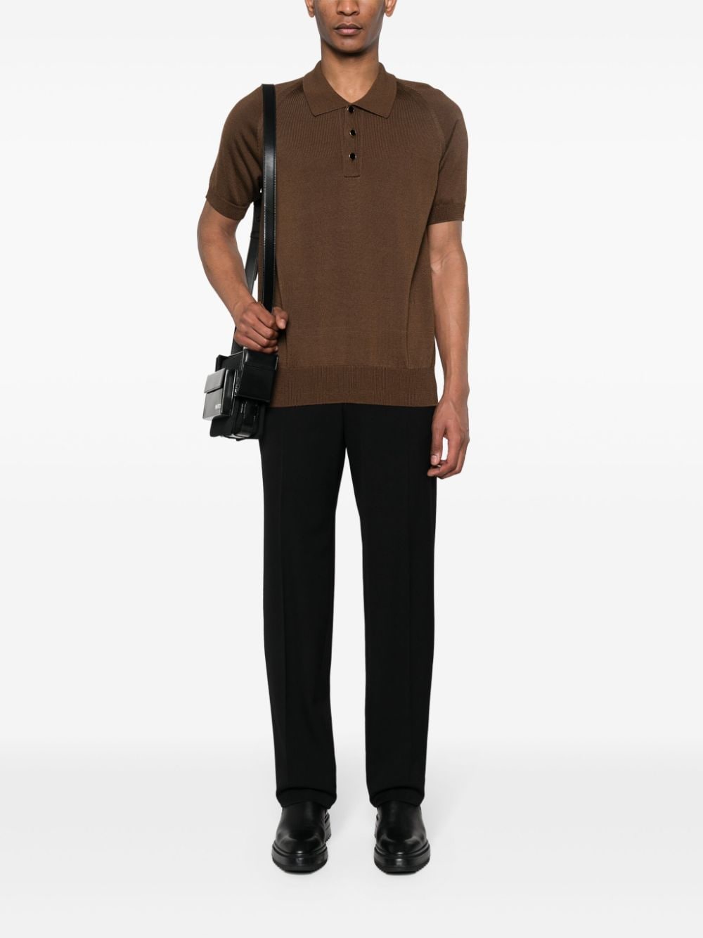 Lardini Gebreid poloshirt - Bruin